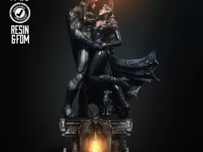 B3DSERK Batman and Catwoman Diorama Tested for 3D printing 3D print model