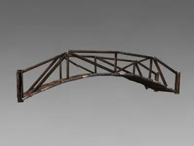 Curved plank bridge Low-poly 3D model