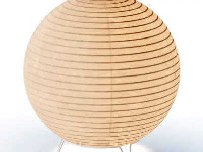 Round LED Japanese Style Lantern Rice Paper Desk Lamp 3D model