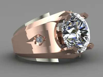 Rose Gold Men Diamond Ring 3D print model 3D print model 2