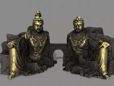 rocks buddha gate  Low-poly 3D model