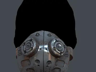 Gas mask helmet 3d model scifi Low-poly  Low-poly 3D model