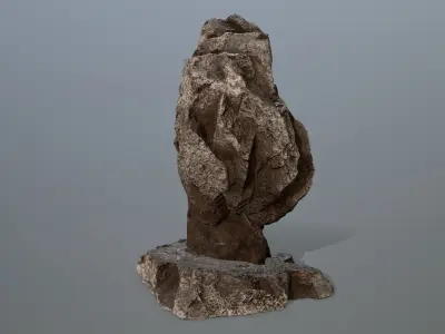 anibus man holding spear on rock Low-poly 3D model