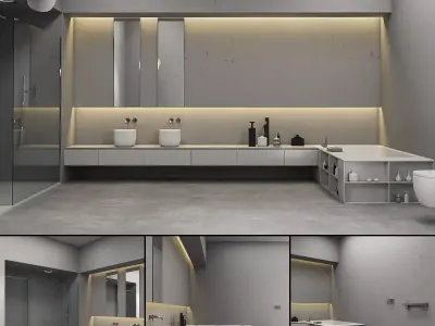 Bathroom furniture set Piana 2 3D model