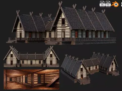 Old Medieval Building House 4K Textures GameReady 88 Low-poly 3D model