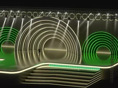 Circle Shape Entertainment Event Stage or Set Design with Light 3D model