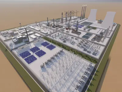 Power plant-Industrial power plant-Power generation Station 3D model