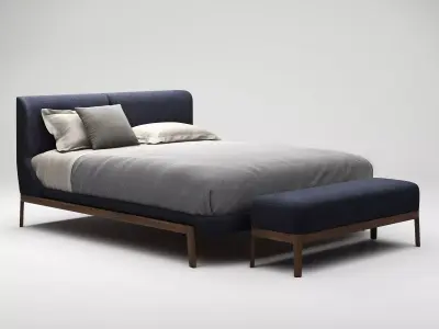 Fulham Bed and Bench 3D model