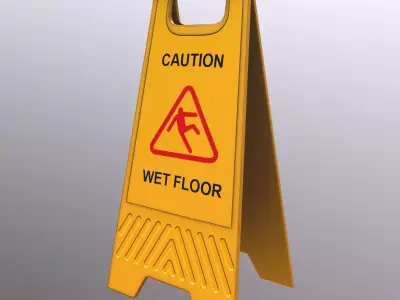Caution Wet Floor Low Poly Low-poly 3D model