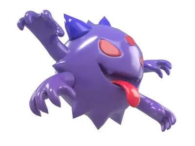 Cartoon Four Hands Ghost Character v1 001 Low-poly 3D model