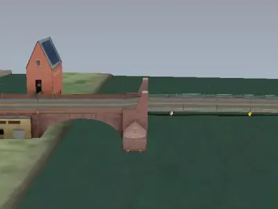 Lowpoly old european brick bridge Low-poly 3D model