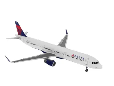  Delta Air Lines Airbus A321 with Cabin and Cockpit Rigged for Cinema 4D 
