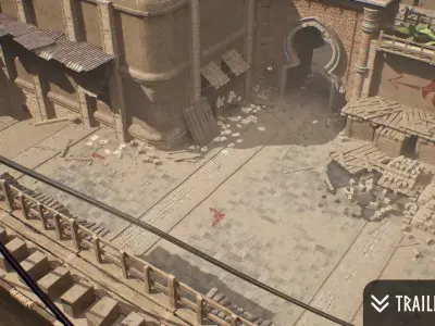 Modular Desert Town Low-poly 3D model