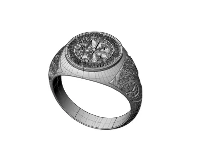 Men ring with the ancient symbols RUNES cnc model or 3D print model