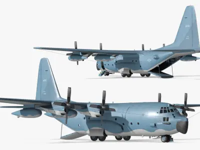  MC 130E Military Cargo Transport Aircraft Rigged for Maya 
