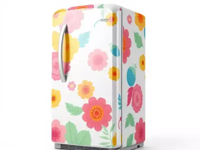 Vintage Floral Refrigerator model pack Low-poly 3D model