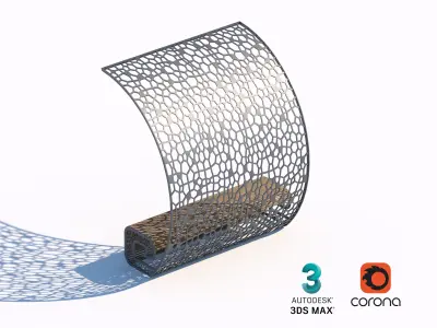Modern Bench with Perforated Metal Shade 3D model