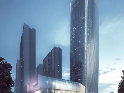 Modern High-Rise Mixed Use Tower with Residential Complex 3D model