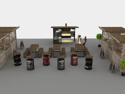 street food restaurant loft 3D model