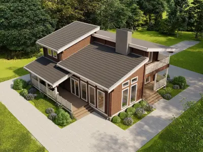 3D model of a wooden house 3D model