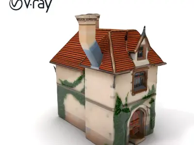 Charming Medieval House Model Pack with Ivy Low-poly 3D model