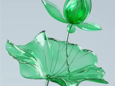 Budding lotus lotus lotus blooming animation 3D model