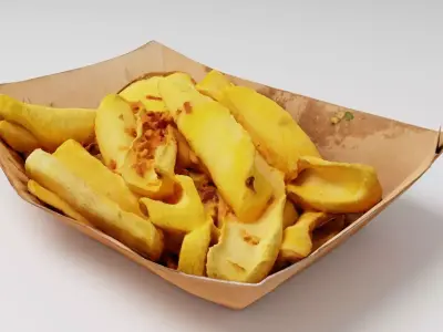 Potato dip dipping fried fry sauce with greens 3D model