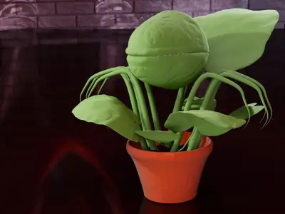 carnivorous plant with teeth - rigged 3D model