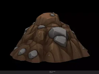 Stylized Dirt Mound Game Ready - AI Low-poly 3D model