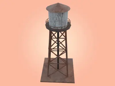 Old Water Tower Low-poly 3D model