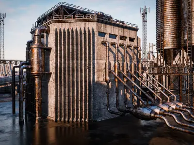 INDUSTRIAL SCIFI BUILDING 06 Low-poly 3D model