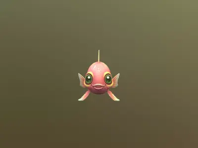 Stylized Pink Pearl-Scale Fish - PBR Low-poly 3D model