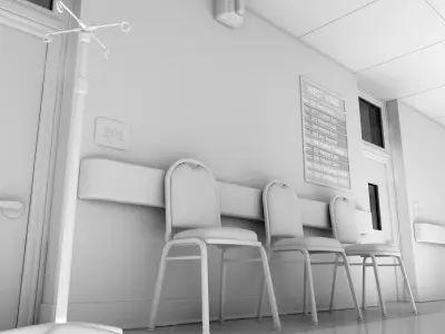 Hospital Hallway 1 White 3D model