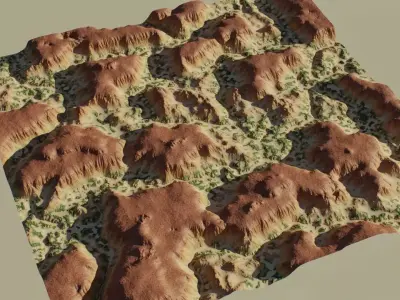 Canyon Realistic Terrain 4k PBR Landscape Low-poly 3D model Low-poly 3D model