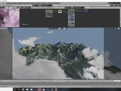 Voyage mountains and clouds Low-poly 3D model