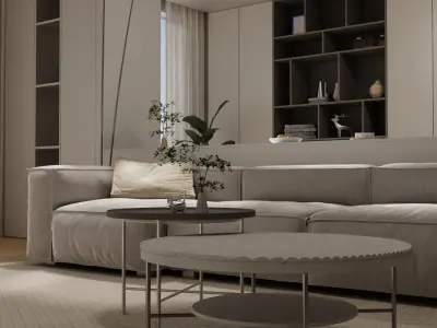 Log modern style livingroom 3D model