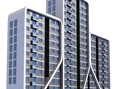 Multi storey modern high house 09 3D model