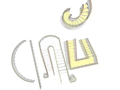 Metal-Wood Stairs 3 3D model