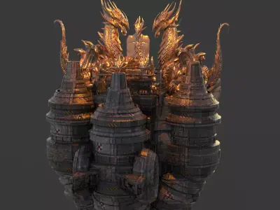 Floating Desert Dragon Throne platform 3  3D model