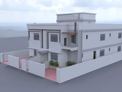 Modern Duplex Villa A133  3D Model  DWG  Renders 3D model