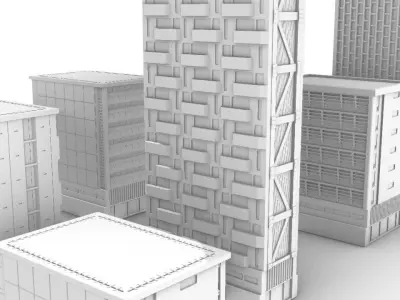 Modular Buildings Pack I - Modern-Cyberpunk 3D print model