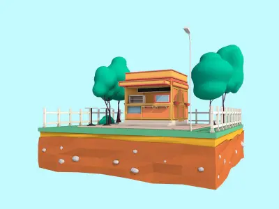Cartoon Low Poly Street Tray 3D model
