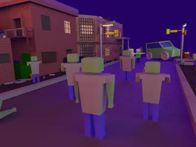 Zombie shootout lowpoly Low-poly 3D model