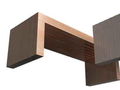 Simple Wooden Bench Low-poly 3D model