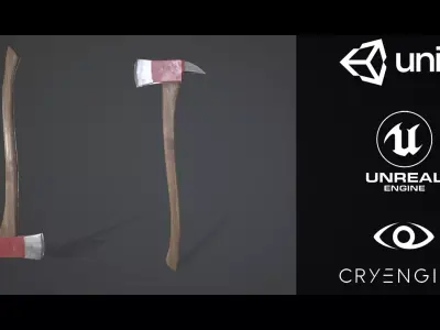 Fire axe Low-poly 3D model