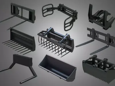 Stoll Front Loaders Tools  9 in 1 3D Model Pack