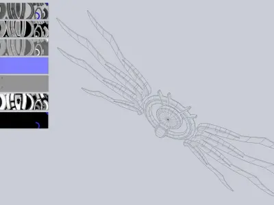 Sci fi wings Low-poly 3D model