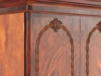 Large Victorian Mahogany 2 Door Wardrobe 3D model