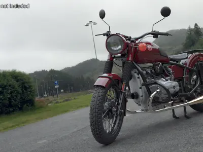  Retro Ural M70 Motorbike Maroon Rigged 