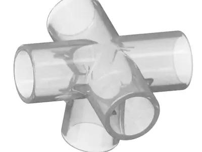 Transparent Five Way Fitting 3D model